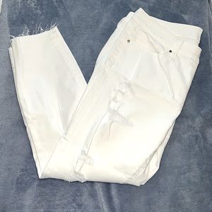 Ana brand distressed white skinny crop jeans